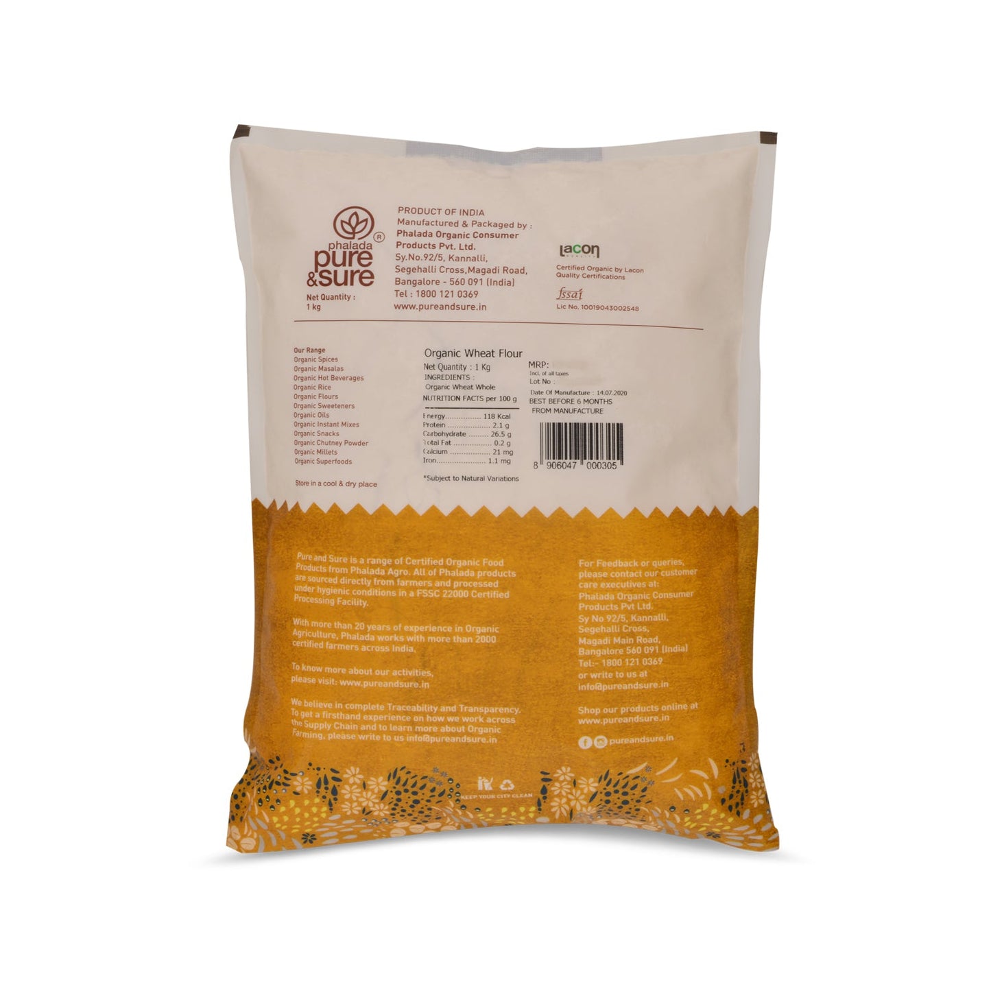 Organic Wheat Flour - 1 kg - Phalada Pure & Sure