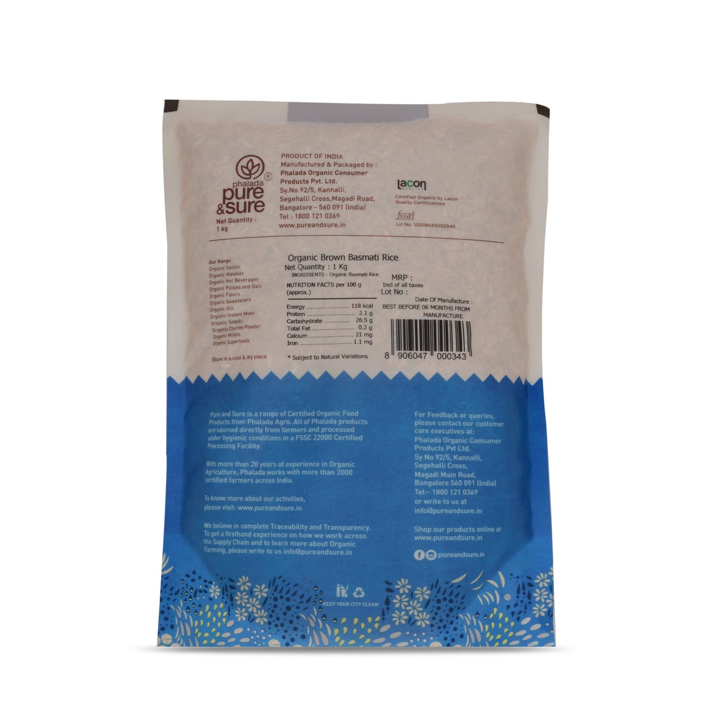 Organic Basmati Rice - Brown-1kg - Phalada Pure & Sure
