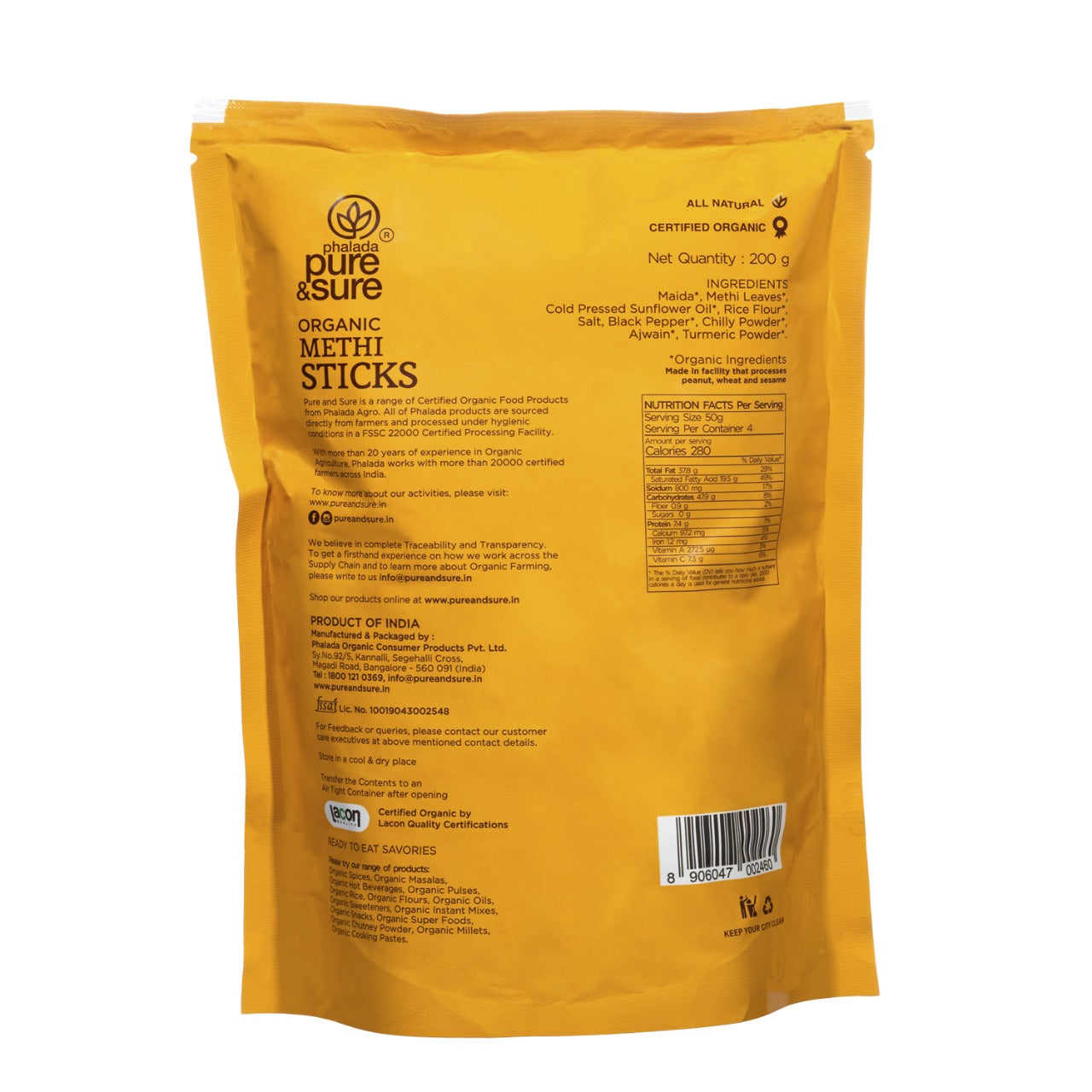 Organic Methi Sticks-200Gms - Phalada Pure & Sure