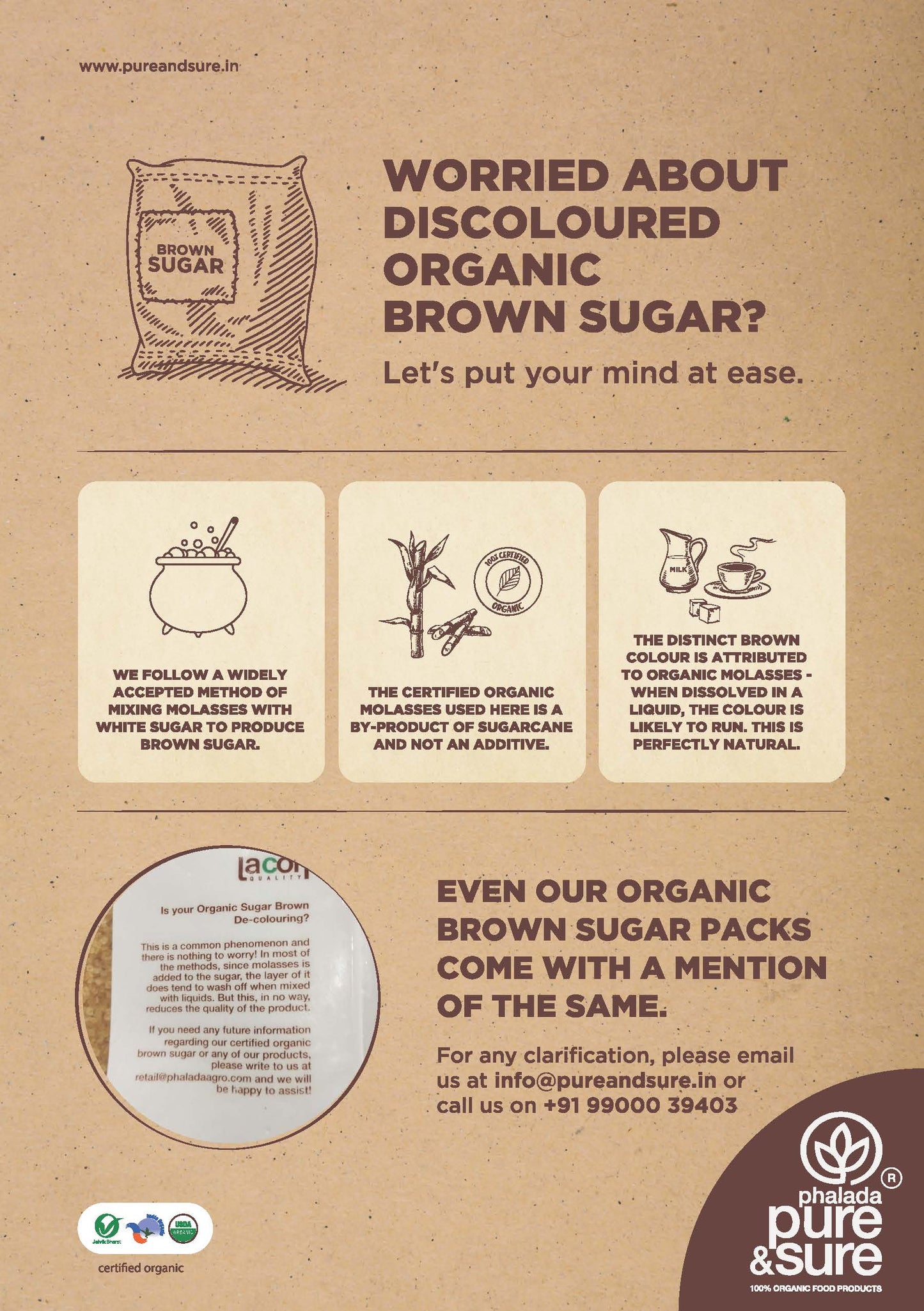 Organic Sugar Brown-1kg - Phalada Pure & Sure