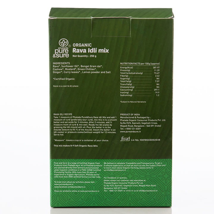 Organic Rava Idli Instant Mix - Phalada Pure & Sure