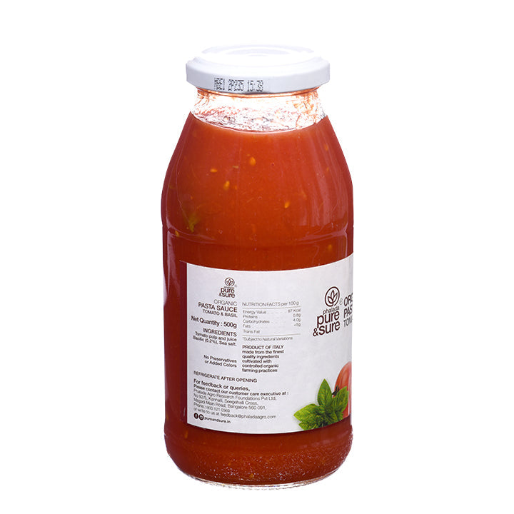 Organic Pasta Sauce Tomato & Basil - 190Gm - Phalada Pure & Sure