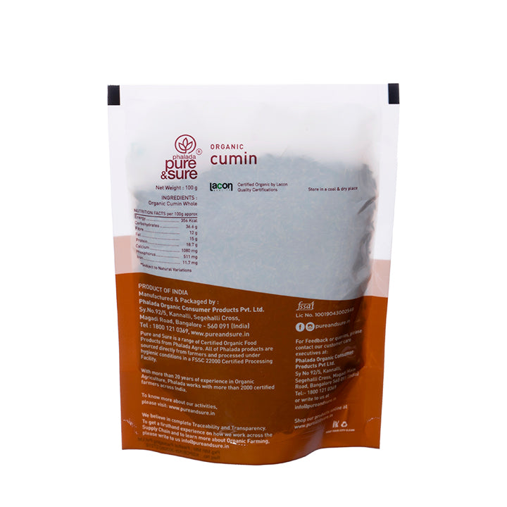 Organic Cumin Whole-100Gms - Phalada Pure & Sure