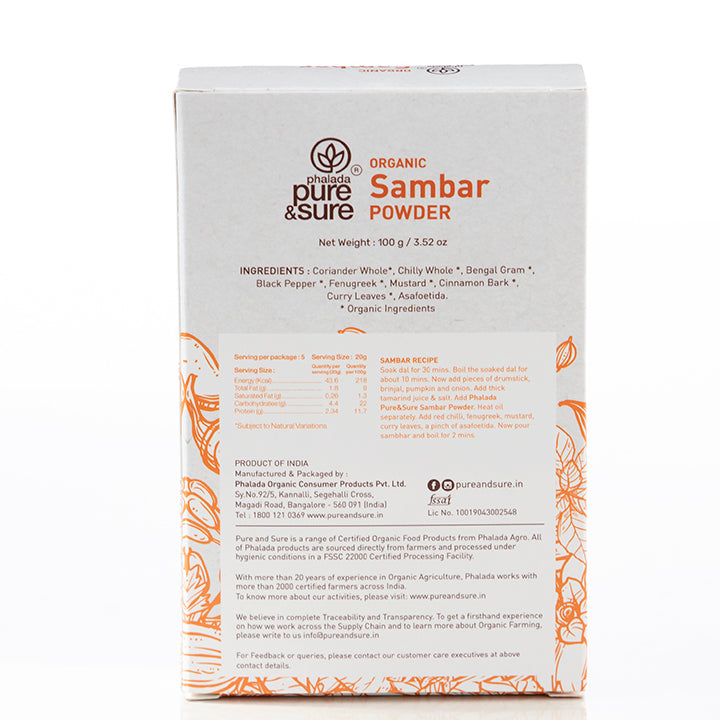 Organic Sambar Powder-100Gms - Phalada Pure & Sure