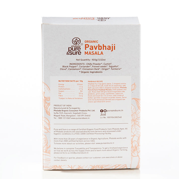 Organic Pav Bhaji Masala-100Gms - Phalada Pure & Sure