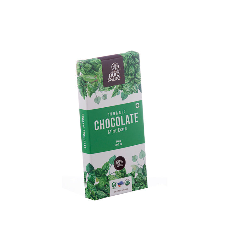 Organic Chocolate Bar, Mint Dark 30Gms - Phalada Pure & Sure