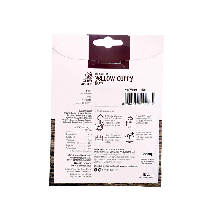 Organic Yellow Curry Paste-50Gms - Phalada Pure & Sure