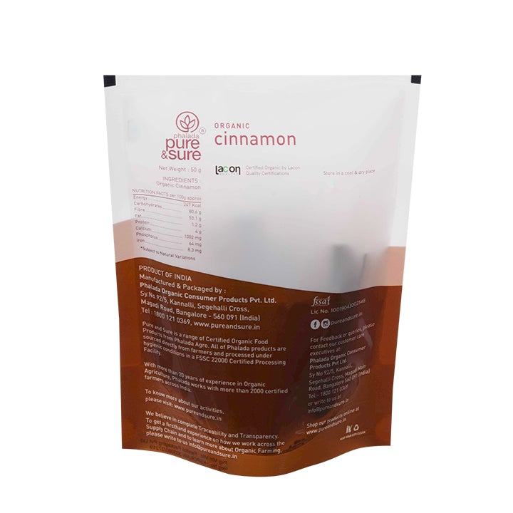 Organic Cinnamon Bark-50Gms - Phalada Pure & Sure