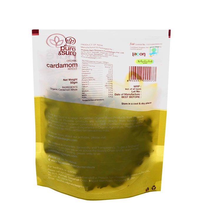 Organic Cardamom Whole-50Gms - Phalada Pure & Sure