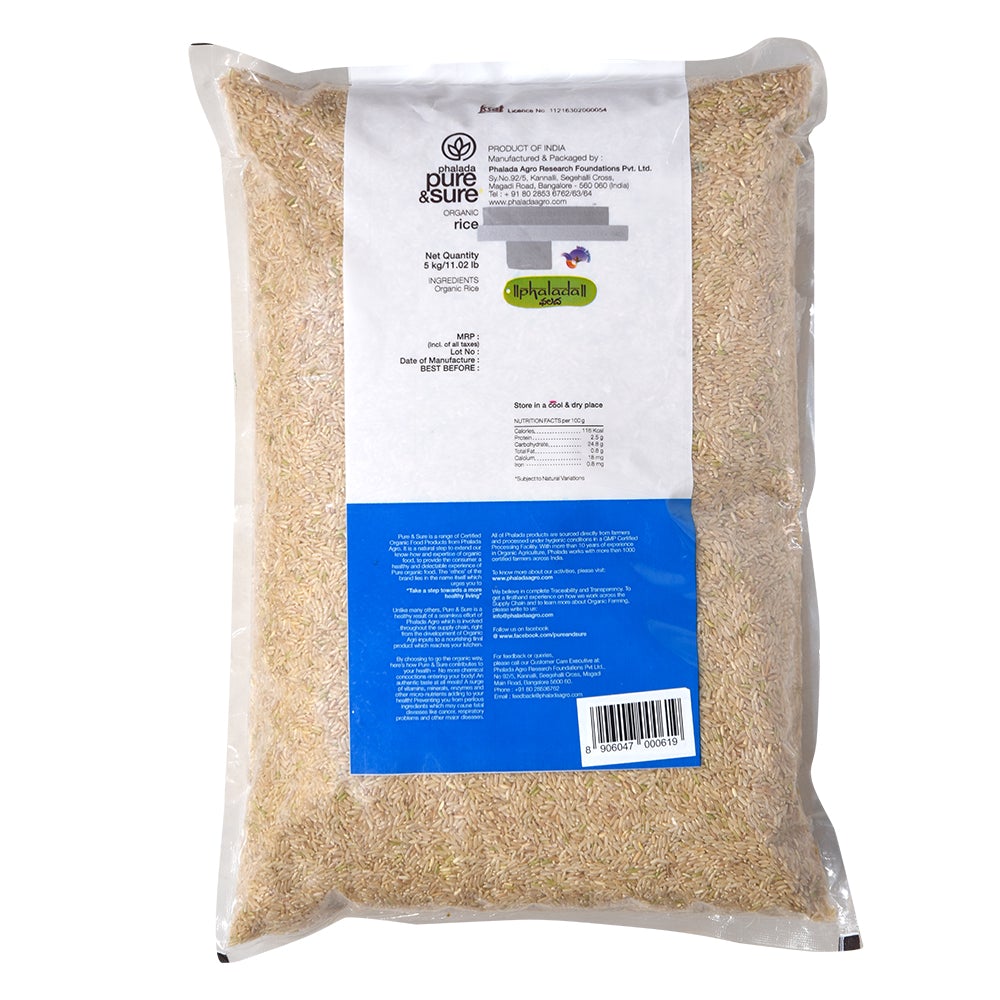 Organic Brown/ Un Polished Rice - 5 kg - Phalada Pure & Sure