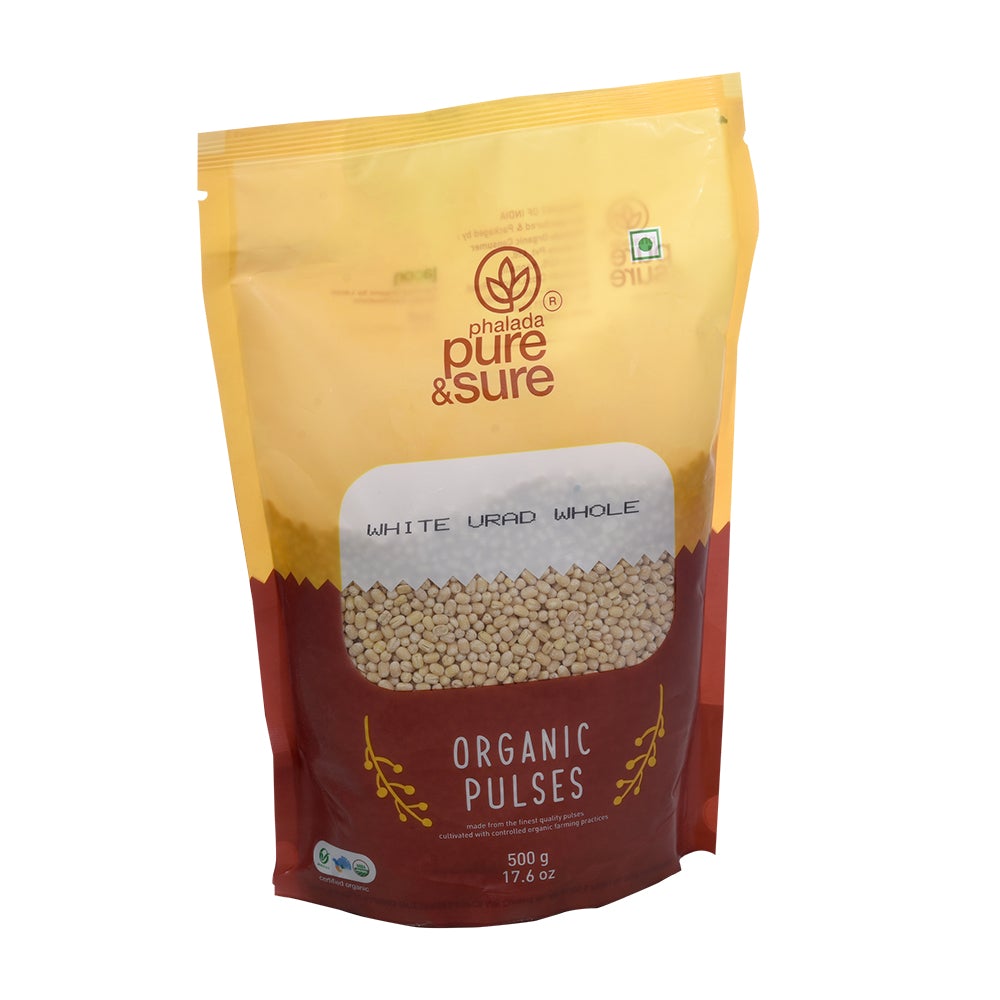 Organic White Urad Dal Whole - 500 Gms - Phalada Pure & Sure