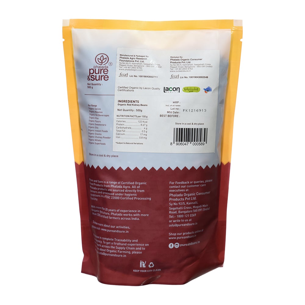 Organic Rajma / Kidney Beans-500Gms - Phalada Pure & Sure