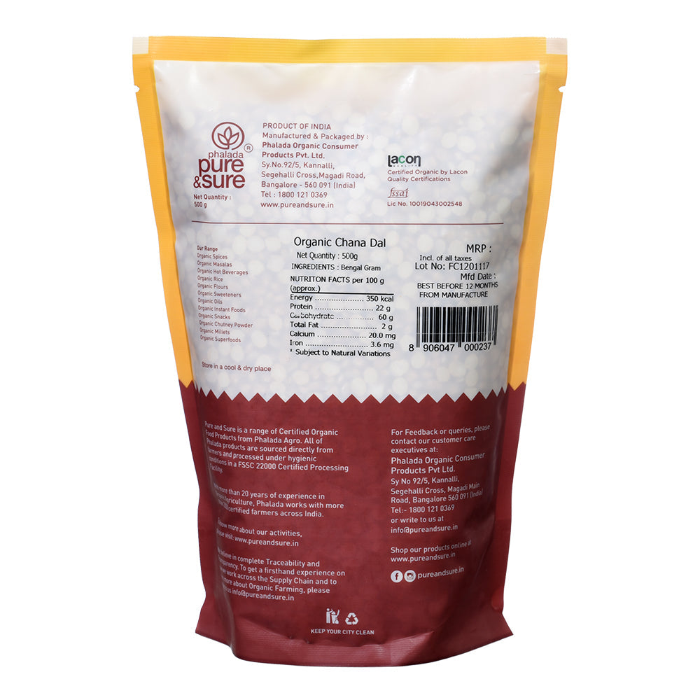 Organic Chana Dal - 500 Gms - Phalada Pure & Sure