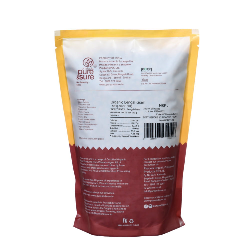 Organic Bengal Gram - 500 Gms - Phalada Pure & Sure