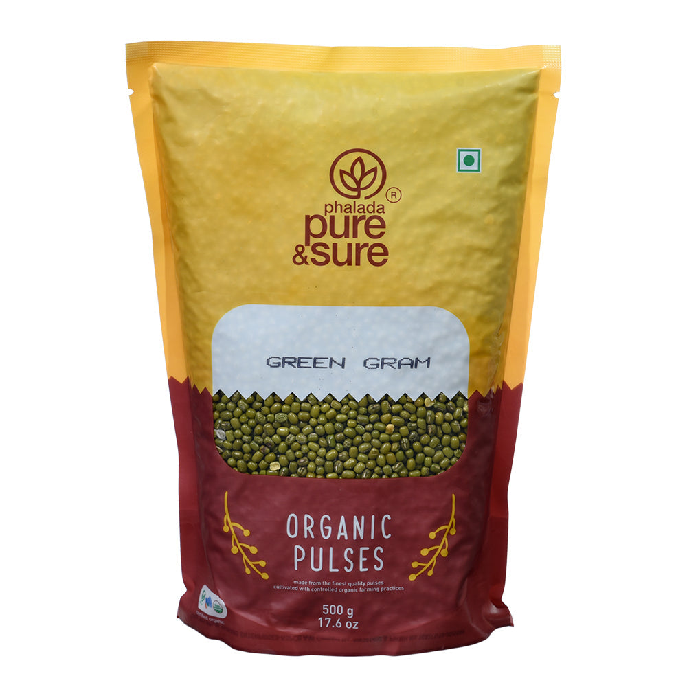 Organic Green Gram Whole - 500 Gms - Phalada Pure & Sure
