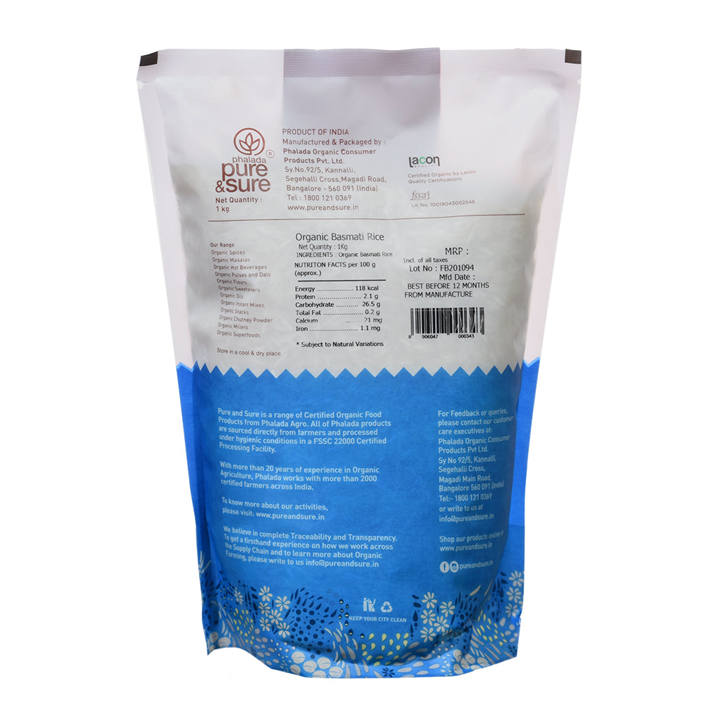Organic Basmati Rice-1kg - Phalada Pure & Sure