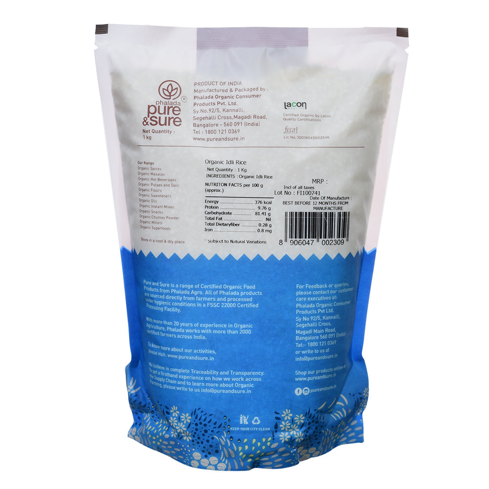 Organic Idli Rice-1 Kg - Phalada Pure & Sure