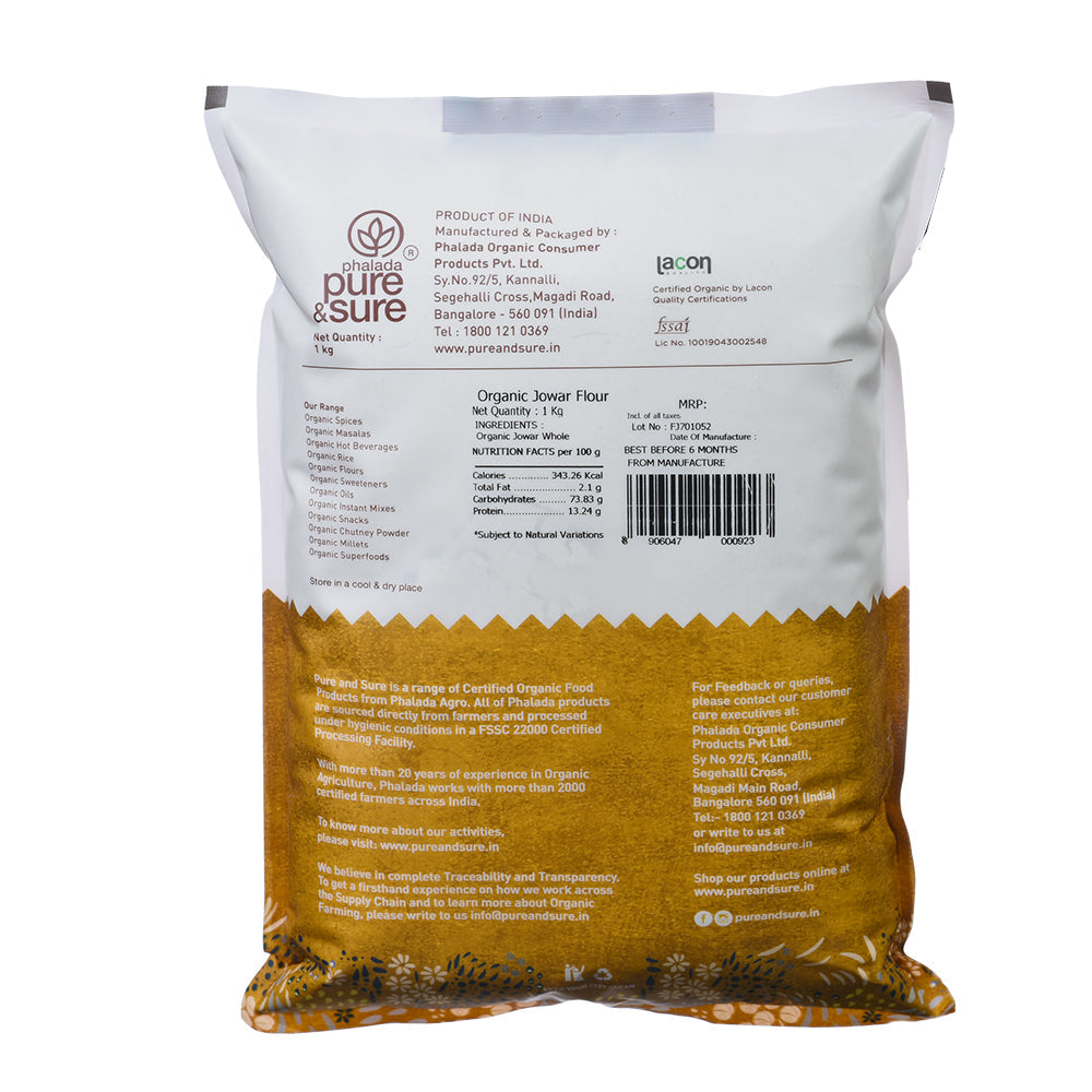 Organic Jowar Flour-500Gms - Phalada Pure & Sure