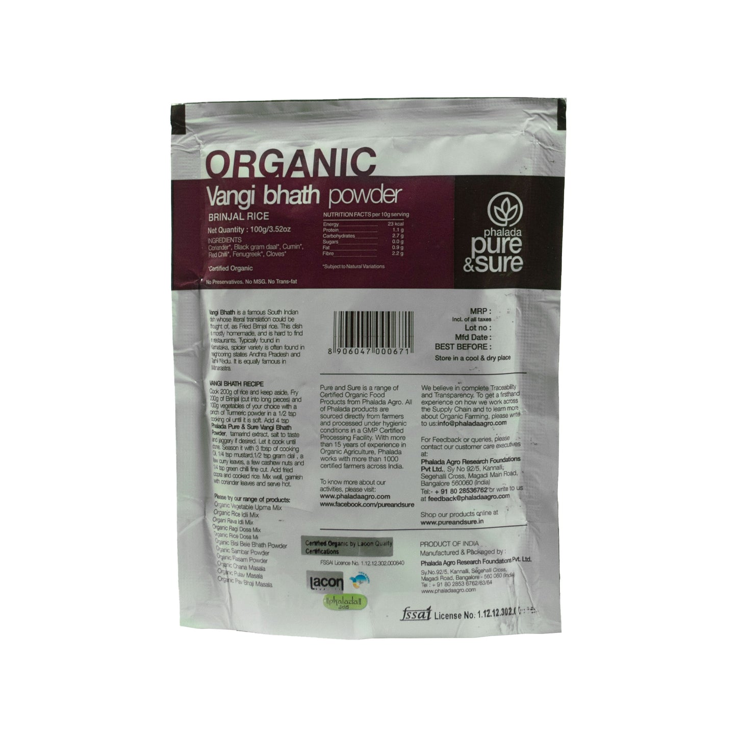 Organic Vangibath Mix-100Gms - Phalada Pure & Sure