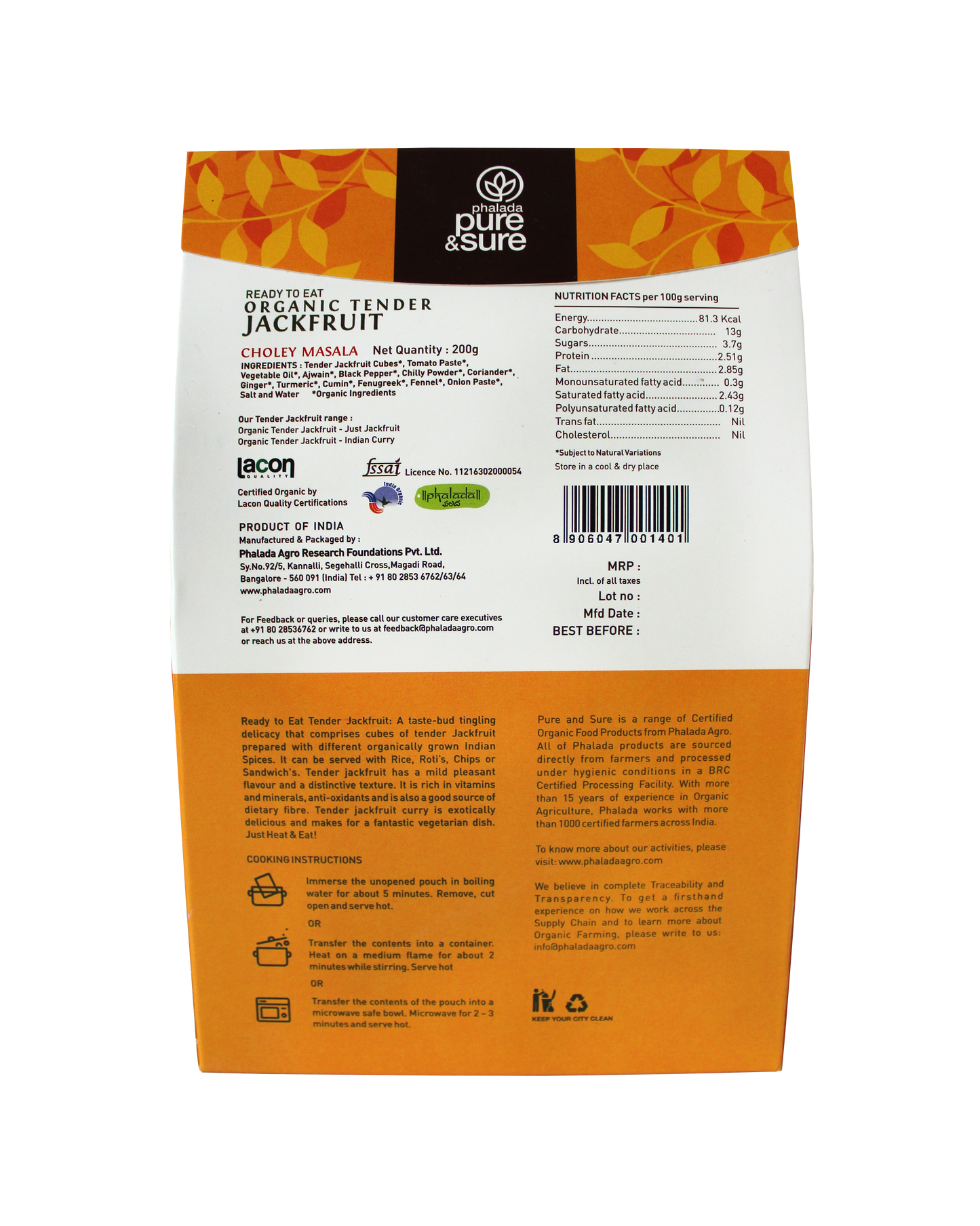 Organic Tender Jackfruit - Choley Masala 200Gms - Phalada Pure & Sure