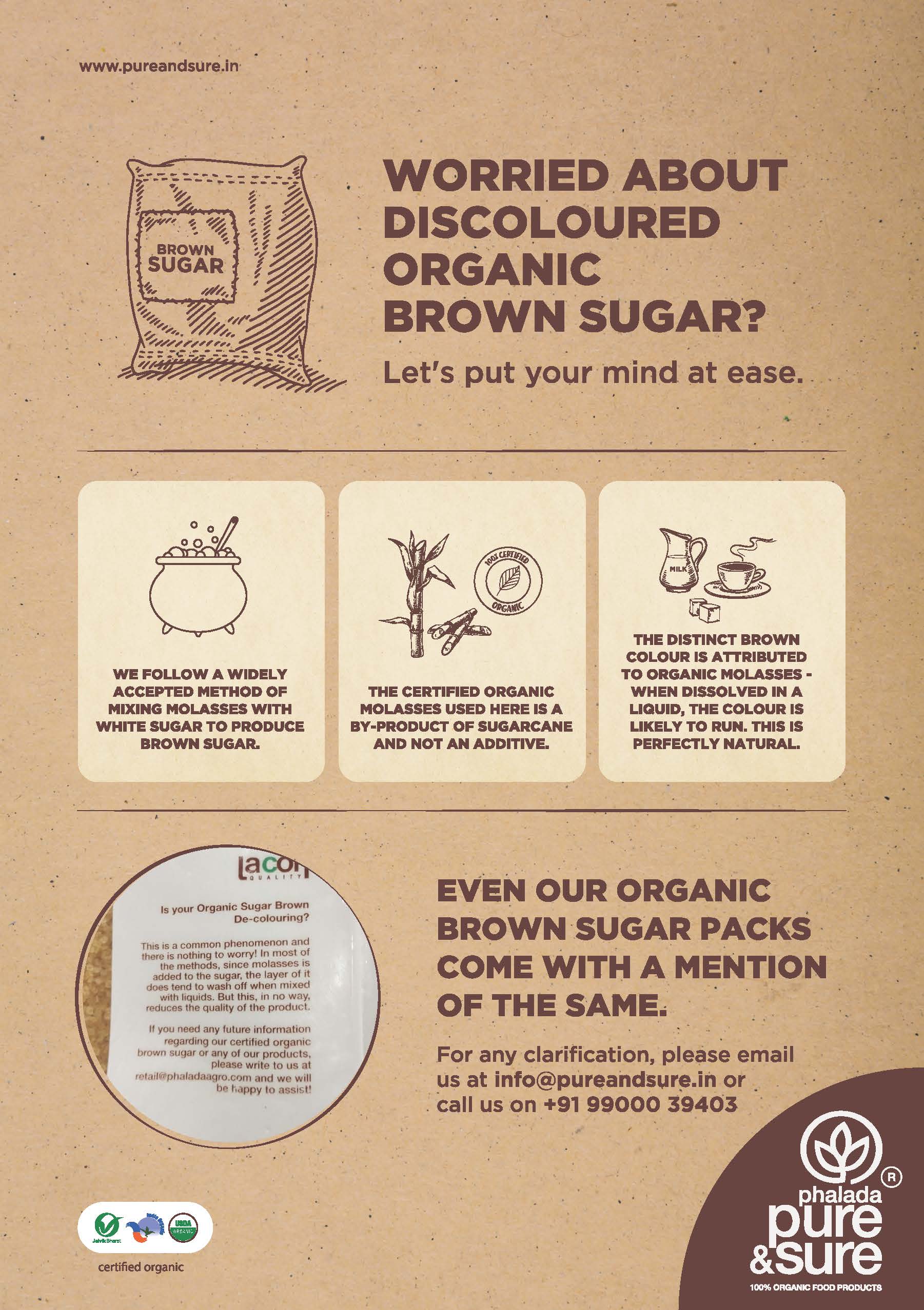 Organic Sugar Brown-1kg - Phalada Pure & Sure