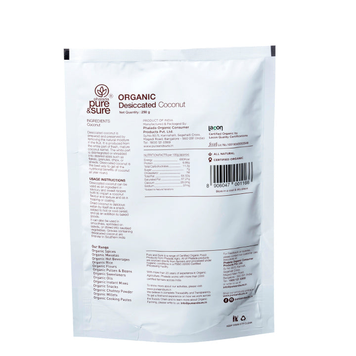 Organic Desiccated Coconut Powder-250Gms - Phalada Pure & Sure