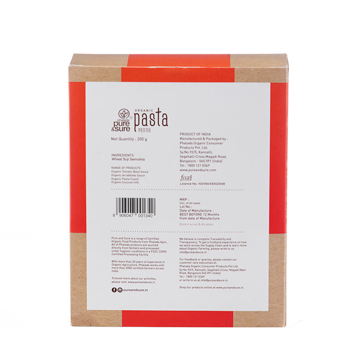 Organic Pasta Penne-200Gms - Phalada Pure & Sure