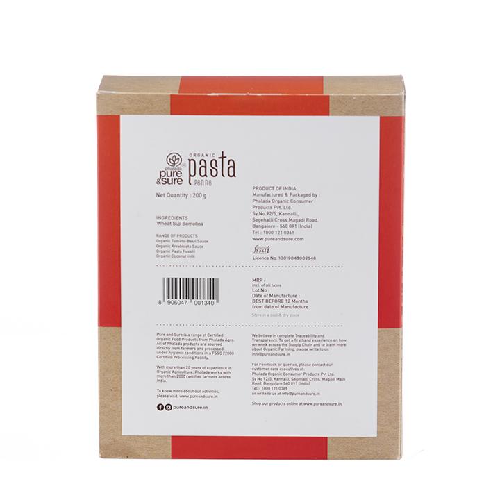 Organic Pasta Penne-200Gms - Phalada Pure & Sure