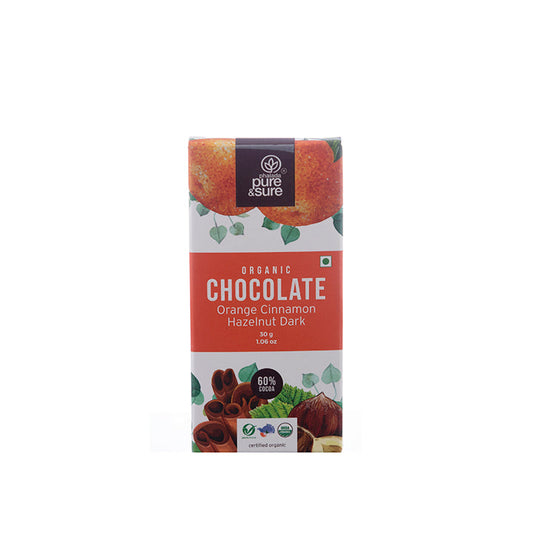 Organic Chocolate Bar, Orange, Cinnamon, Hazelnut Dark 30Gms - Phalada Pure & Sure