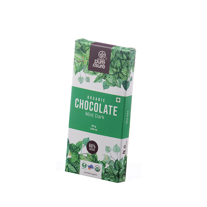 Organic Chocolate Bar, Mint Dark 30Gms - Phalada Pure & Sure
