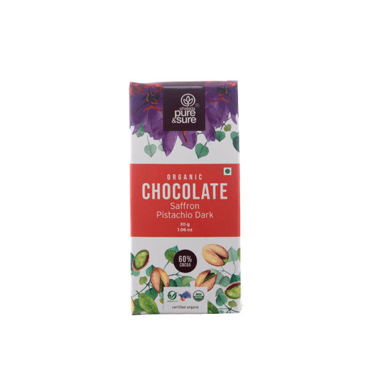 Organic Chocolate Bar, Saffron Pistachio Dark 30Gms - Phalada Pure & Sure