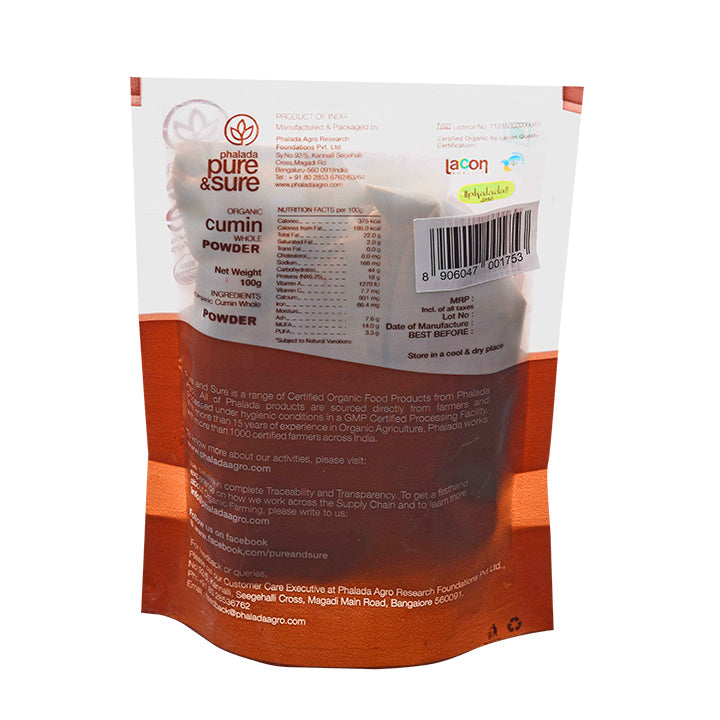 Organic Cumin Powder - 100 Gms - Phalada Pure & Sure