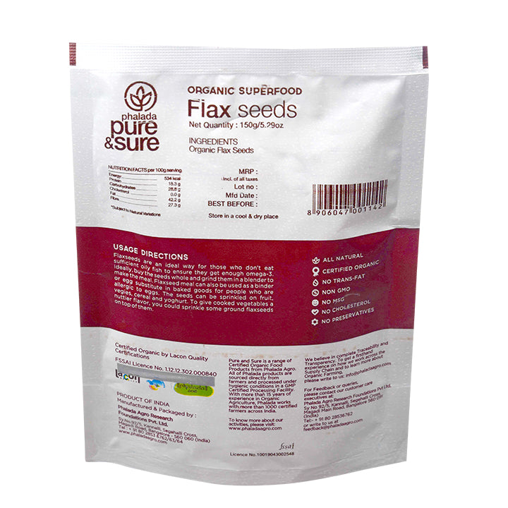 Organic Flax Seeds-150Gms - Phalada Pure & Sure
