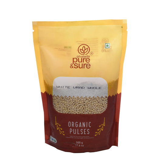 Organic White Urad Dal Whole - 500 Gms - Phalada Pure & Sure