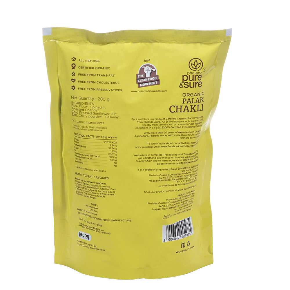 Organic Palak Chakli-200Gms - Phalada Pure & Sure