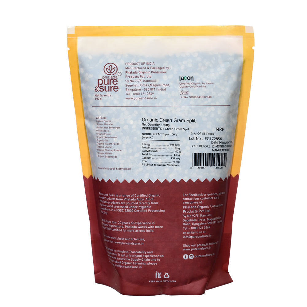 Organic Green Gram SPLIT - 500 Gms - Phalada Pure & Sure