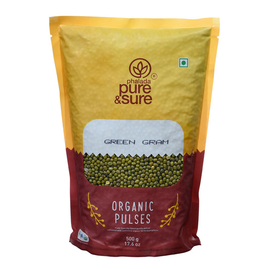 Organic Green Gram Whole - 500 Gms - Phalada Pure & Sure