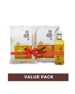Organic Sugar 1kg+ Wheat Flour1kg + Sun Flower Oil 500ml-Combo - Phalada Pure & Sure